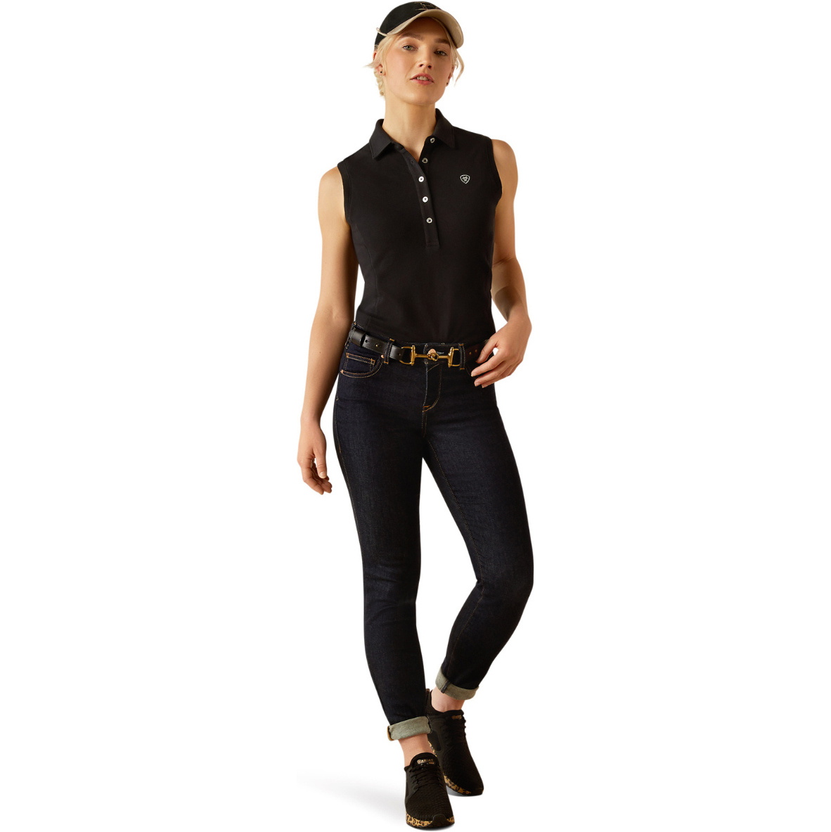 2025 Ariat Femmes Prix 3.0 Polo Manches Courtes 10055054 - Black